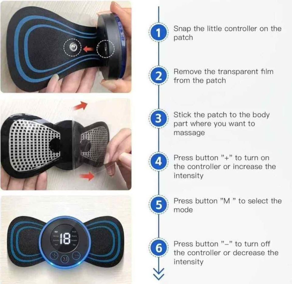 Mini Massager - Rechargeable Shoulder, Neck, Muscle, Tendonitis, Deep Tissue, Back Massager with 2 Pcs Butterfly Electro Pad - Image 4